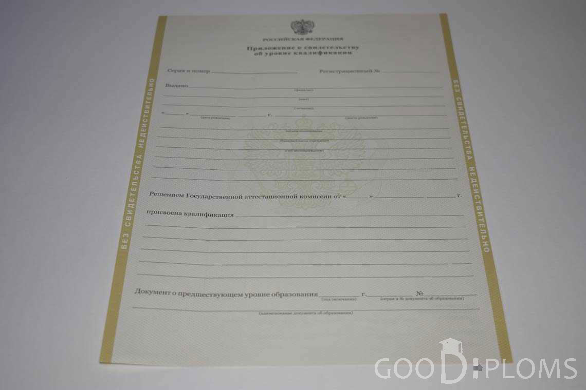 Приложение к Свидетельству об Уровне Квалификации период выдачи 2011-2020 -  Балашиху