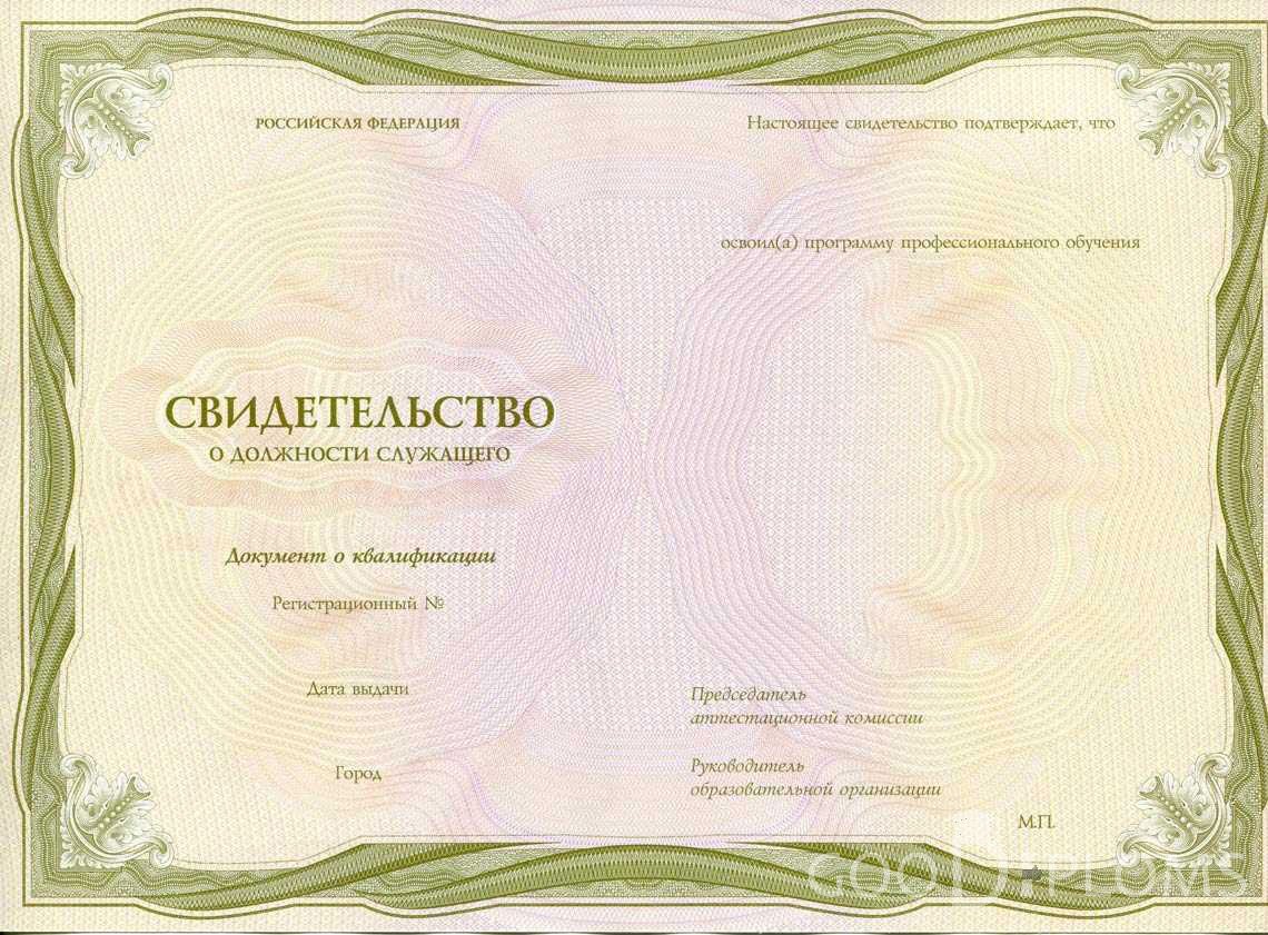 Свидетельство о Должности Служащего период выдачи 1999-2020 -  Балашиху